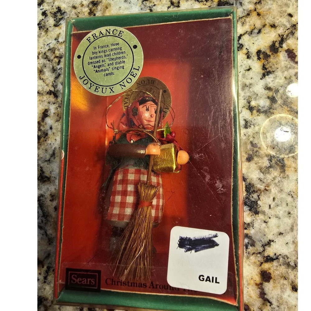 Vintage Sears Christmas Around the World La Befana Italian Witch Ornament Box